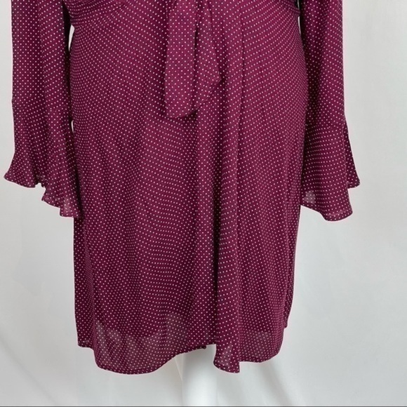 Anthropologie Le Lis Burgundy & White Polka Dot Ballet Core Dress NWOT - Picture 5 of 12